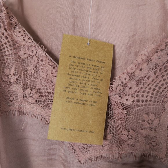 NWT Paper Crane Camisole Pink Mauve Lace Small Tank Top - Picture 8 of 9